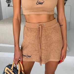 I.AM.GIA Taupe Ribbed Knit Skirt – Size L, Soft & Stylish